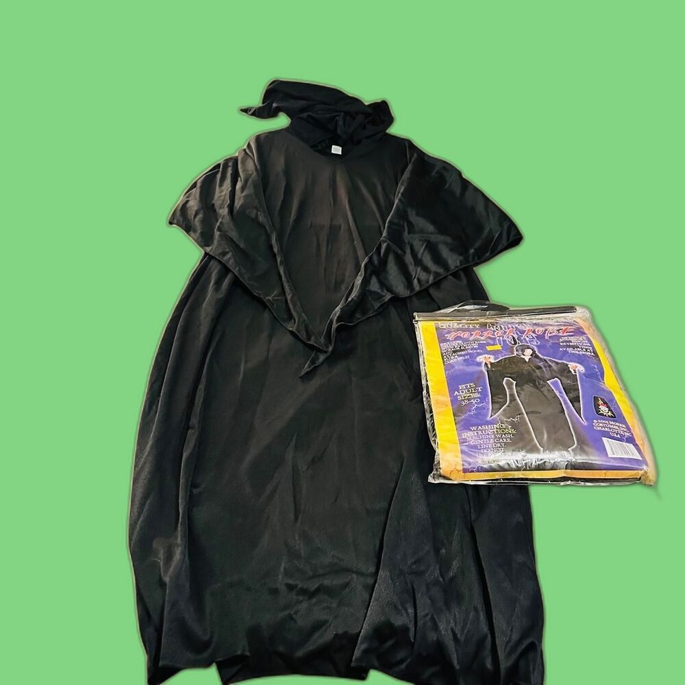 2003 Packaged Morris Costumes Black Hooded Horror Robe Halloween